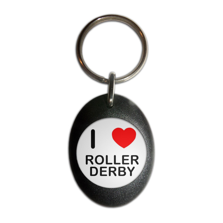 I Love Roller Derby - Plastic Oval Key Ring