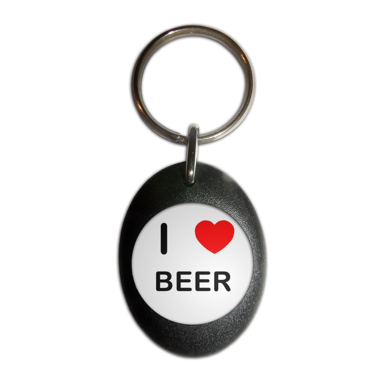 I Love Beer - Plastic Oval Key Ring