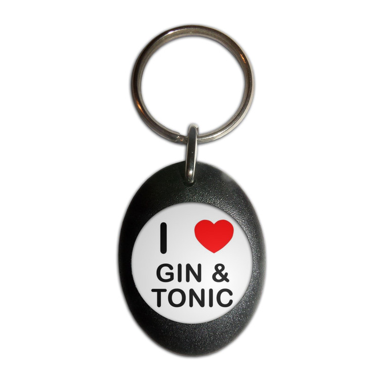 I Love Gin and Tonic - Plastic Oval Key Ring