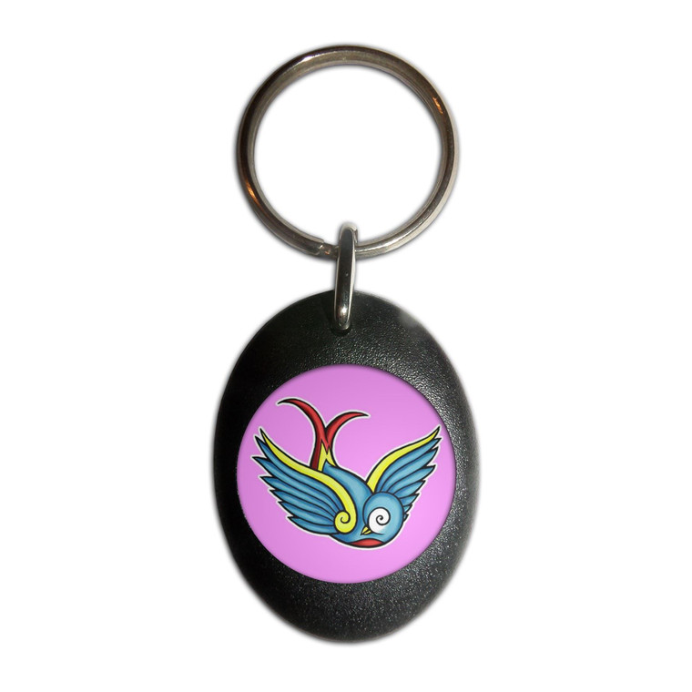 Swallow - Plastic Oval Key Ring