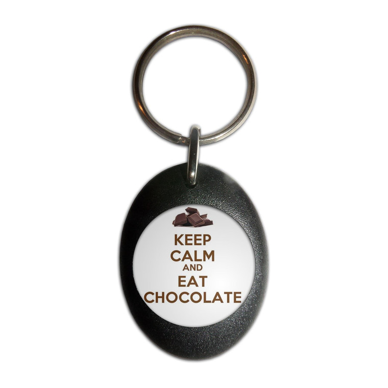 Keep Calm and Eat Chocolate - Plastic Oval Key Ring