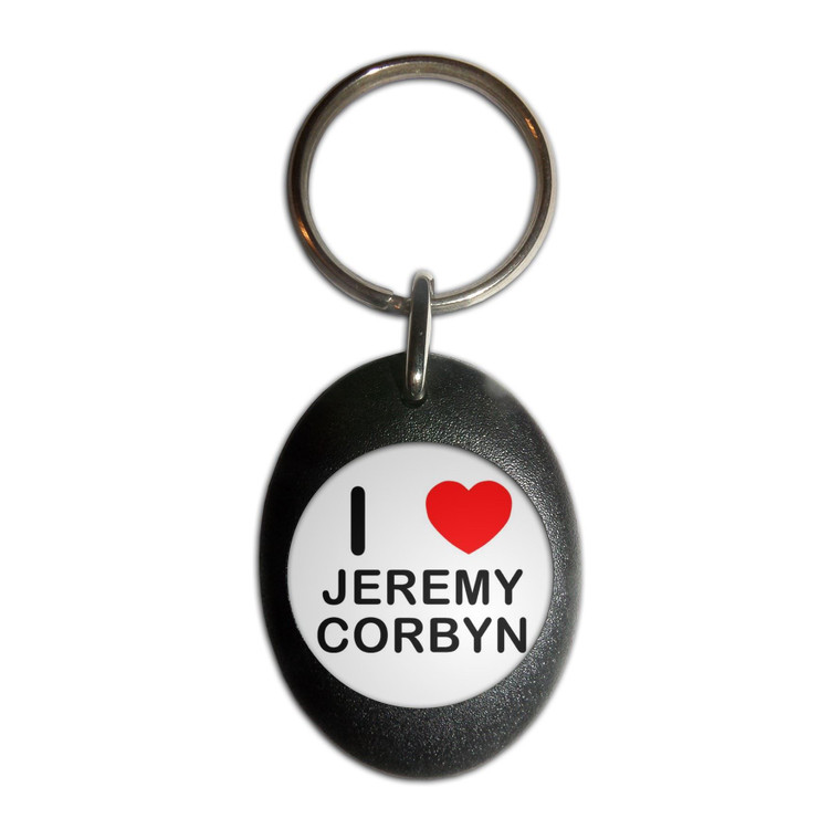 I love Jeremy Corbyn - Plastic Oval Key Ring