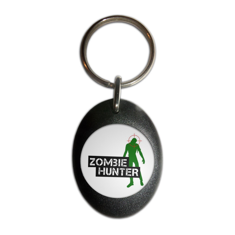 Zombie Hunter - Plastic Oval Key Ring