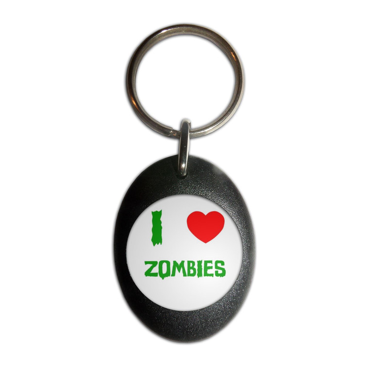 I Love Zombies - Plastic Oval Key Ring