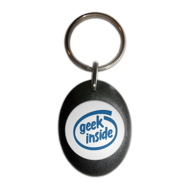 Geek Inside - Plastic Oval Key Ring