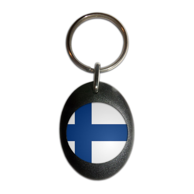 Finland Flag - Plastic Oval Key Ring