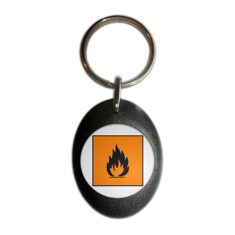Flammable - Plastic Oval Key Ring