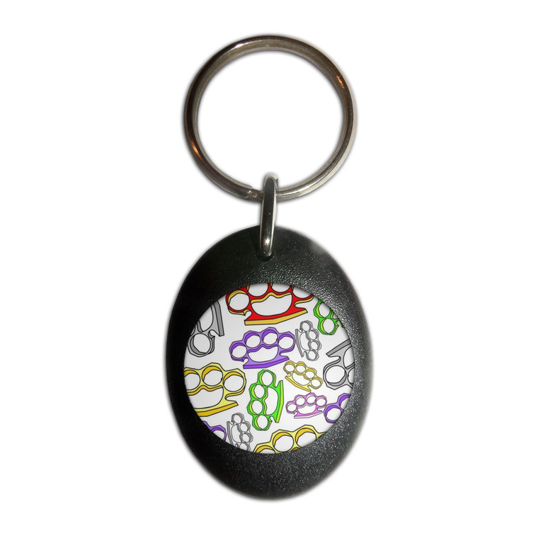 Knuckle Duster Pattern - Plastic Oval Key Ring