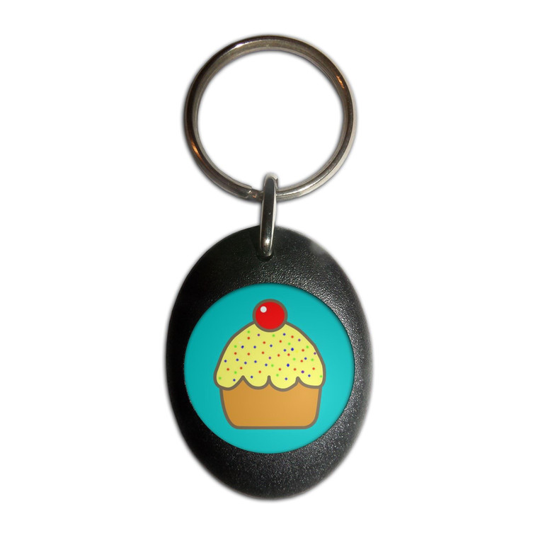 Cupcake - Plastic Oval Key Ring