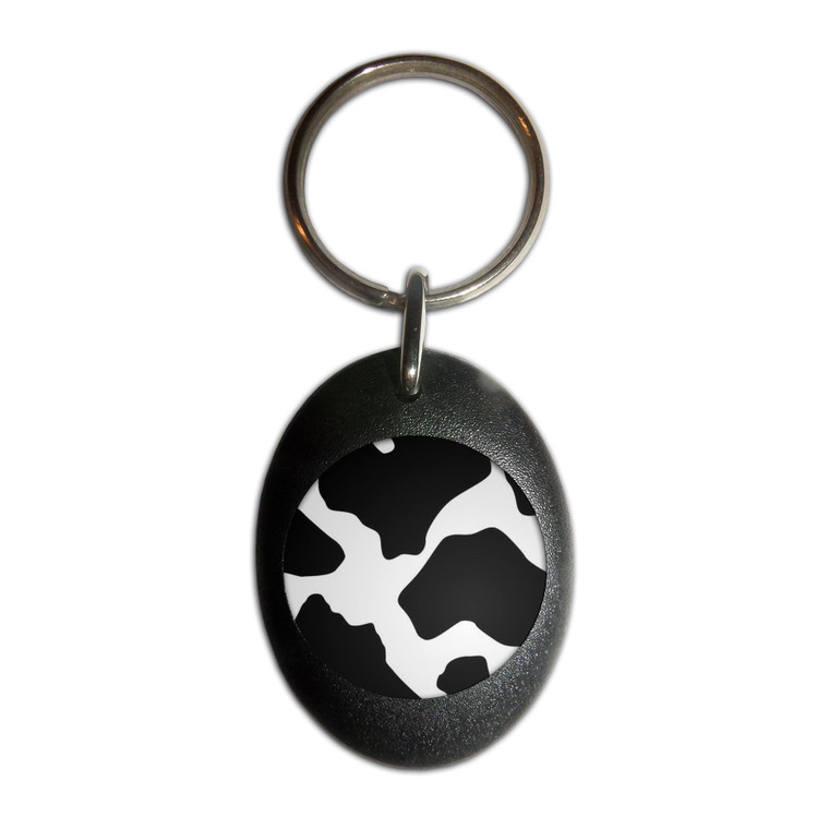 Cow Pattern - Plastic Oval Key Ring
