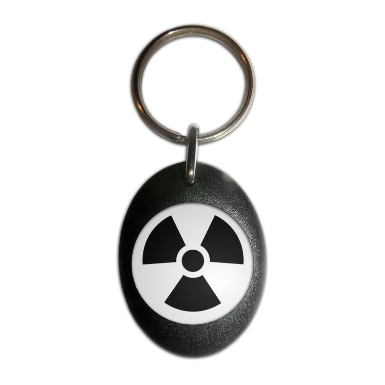 Black Nuclear Symbol - Plastic Oval Key Ring