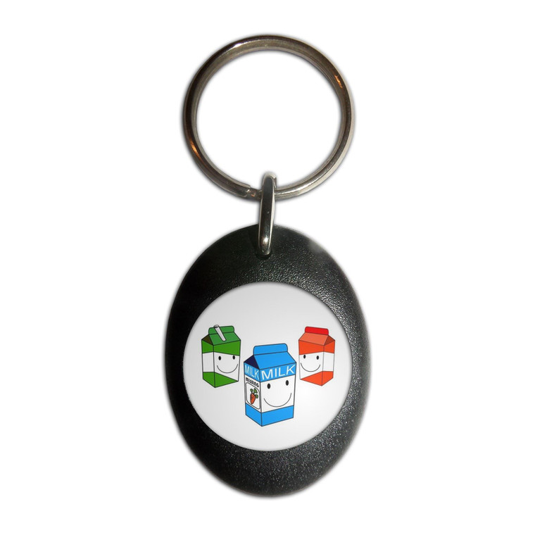 Milk & Juice Cartons - Plastic Oval Key Ring