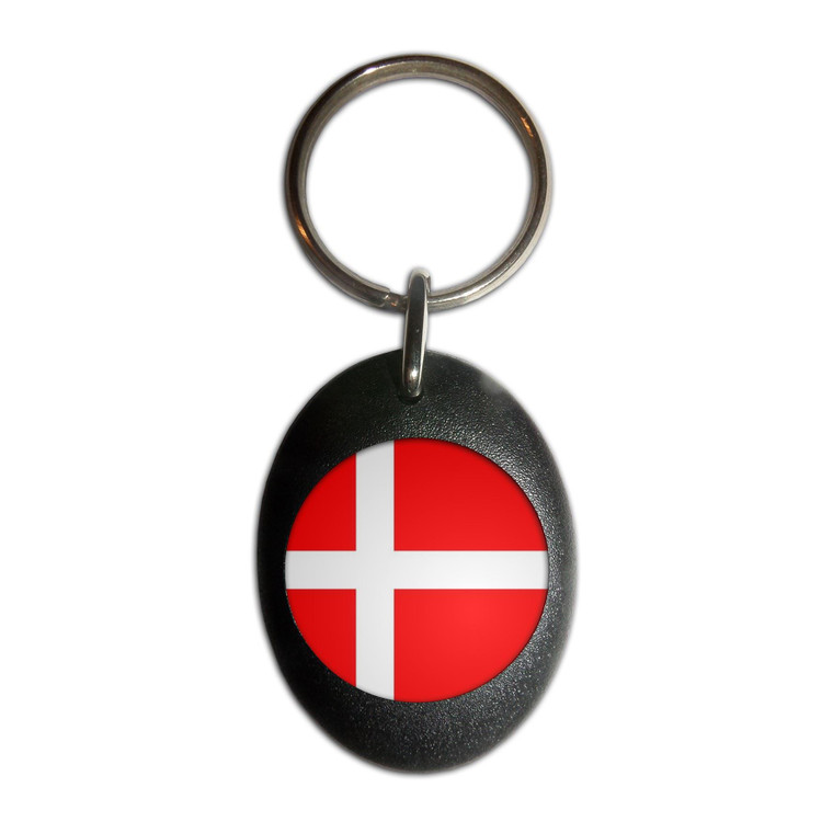 Denmark Flag - Plastic Oval Key Ring