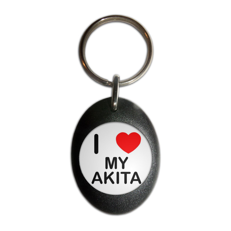 I Love My Akita - Plastic Oval Key Ring