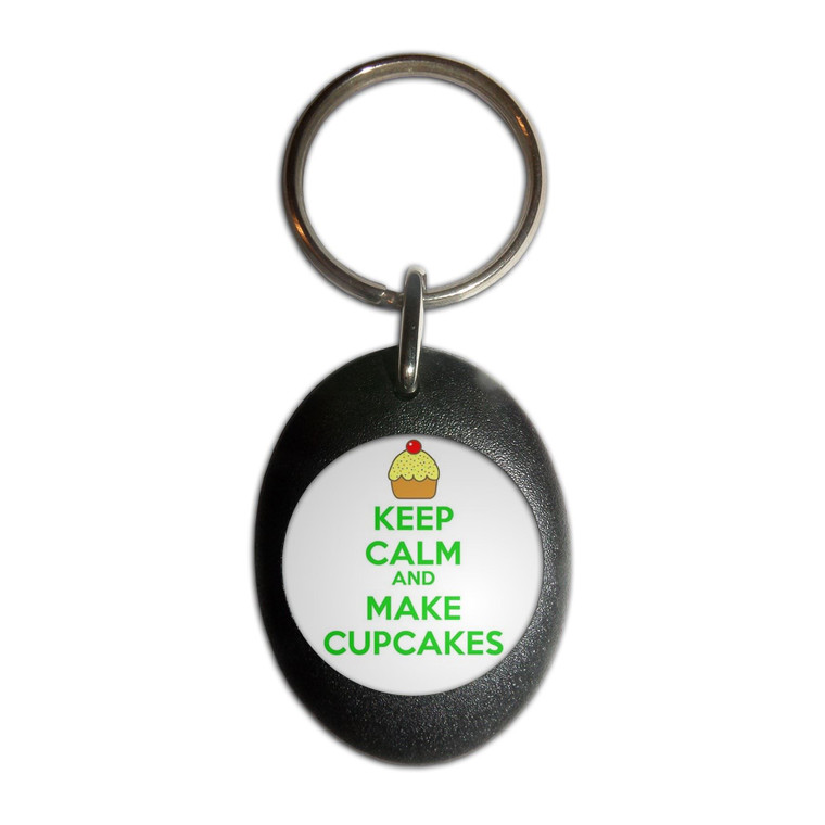 Keep Calm and Make Cupcakes - Plastic Oval Key Ring