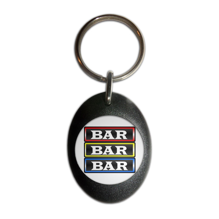 Fruit Machine Bar - Plastic Oval Key Ring