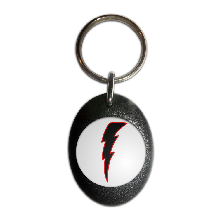 Lightning Bolt Black - Plastic Oval Key Ring