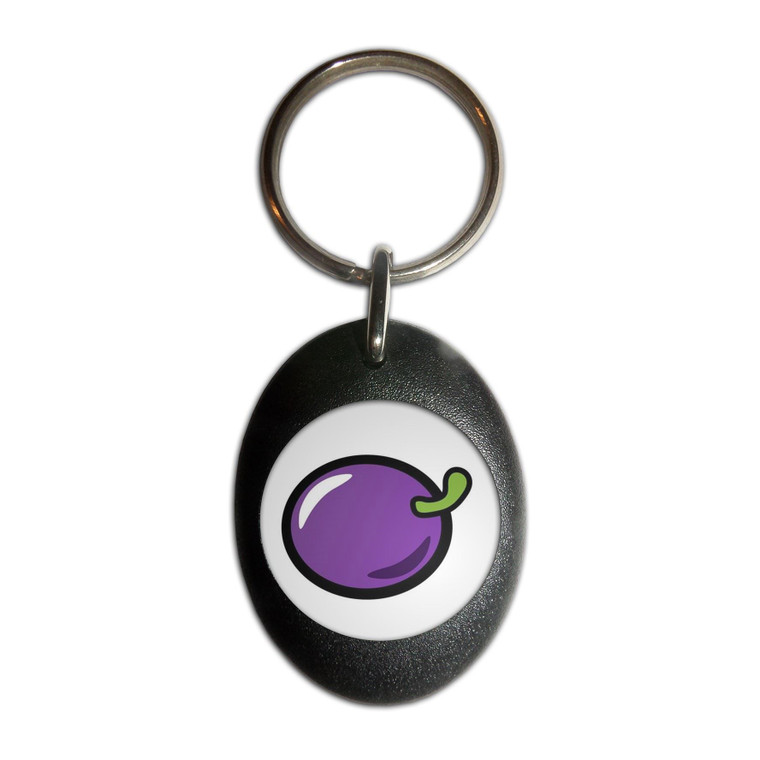 Fruit Machine Plum - Plastic Oval Key Ring