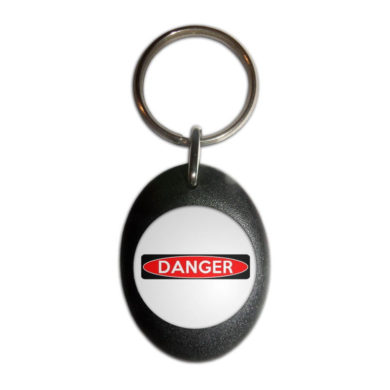 Danger - Plastic Oval Key Ring