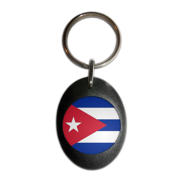 Cuba Flag - Plastic Oval Key Ring