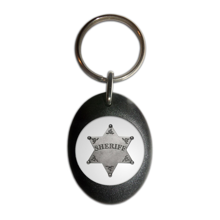 Sheriff Badge - Plastic Oval Key Ring