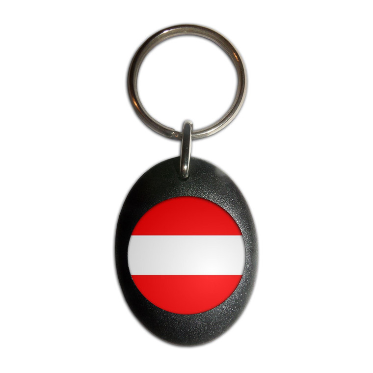 Austria Flag - Plastic Oval Key Ring