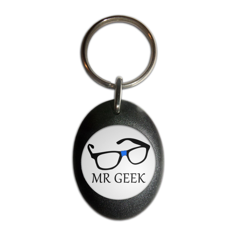 Mr Geek - Plastic Oval Key Ring