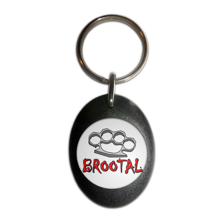 Br00tal Knuckleduster - Plastic Oval Key Ring