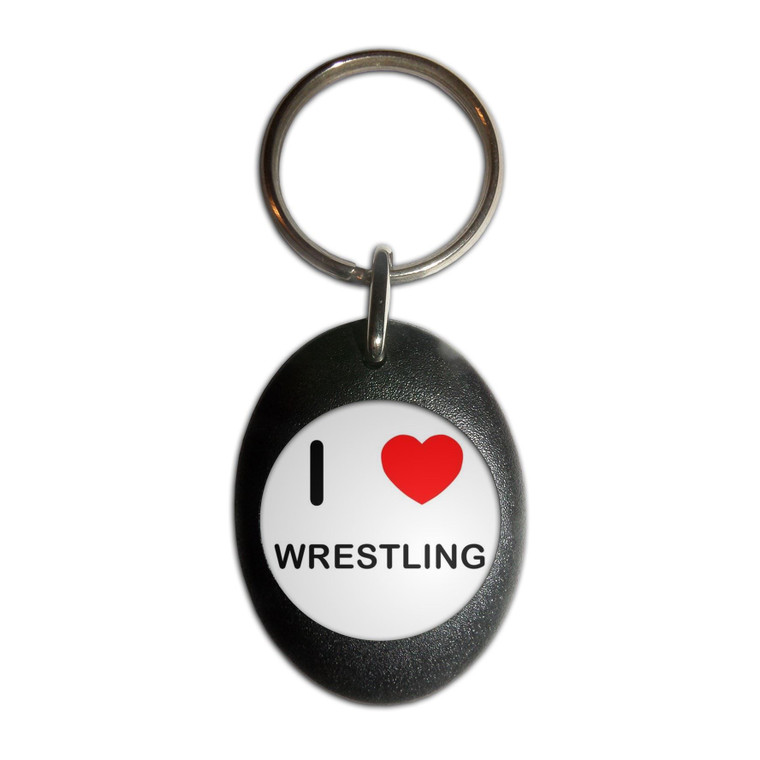 I Love Wrestling - Plastic Oval Key Ring