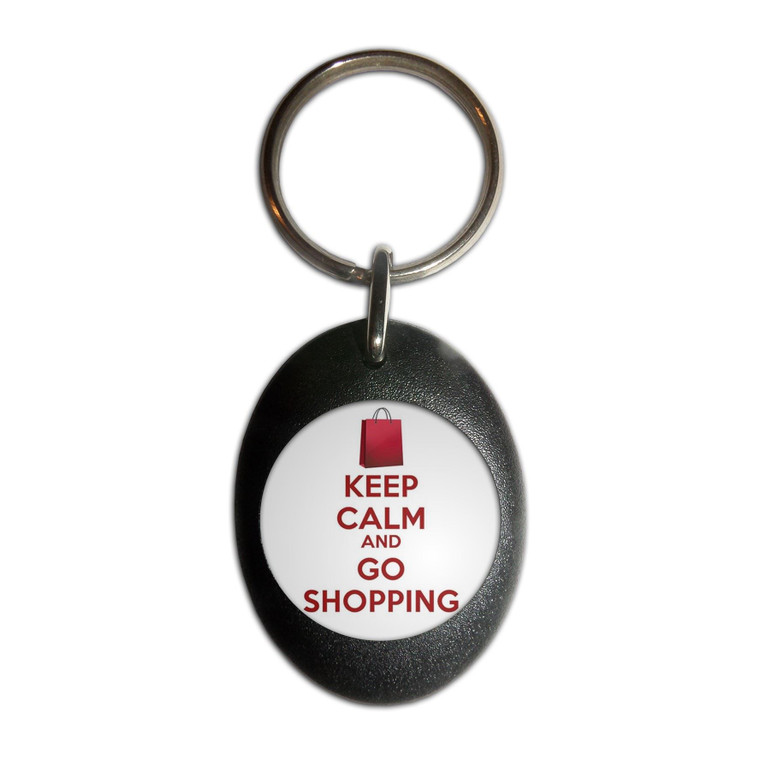 Keep Calm and Go Shopping - Plastic Oval Key Ring