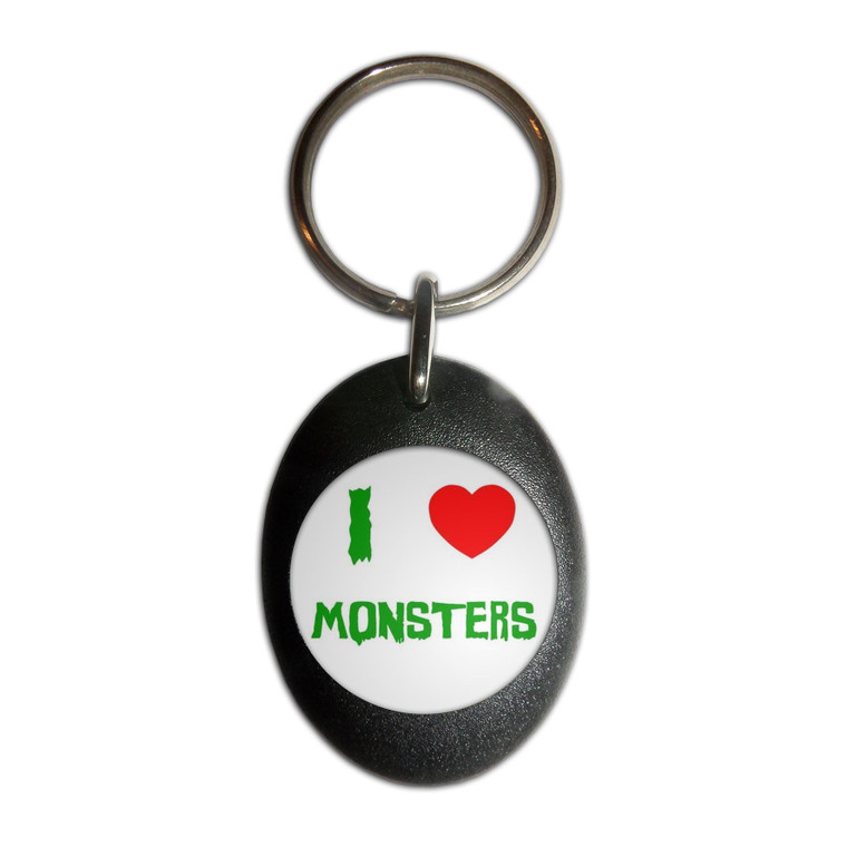I Love Monsters - Plastic Oval Key Ring