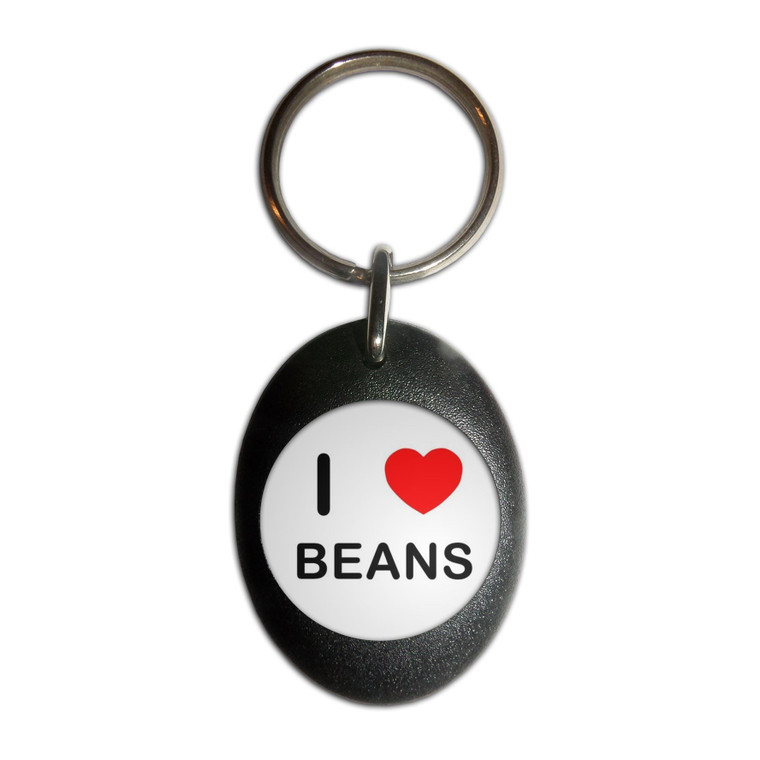 I Love Beans - Plastic Oval Key Ring