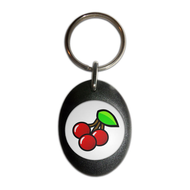 Fruit Machine Cherries - Plastic Oval Key Ring