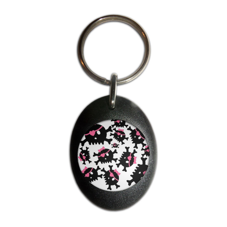 Skull Bow Pattern - Plastic Oval Key Ring