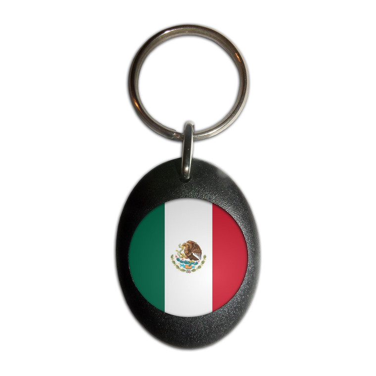 Mexico Flag - Plastic Oval Key Ring