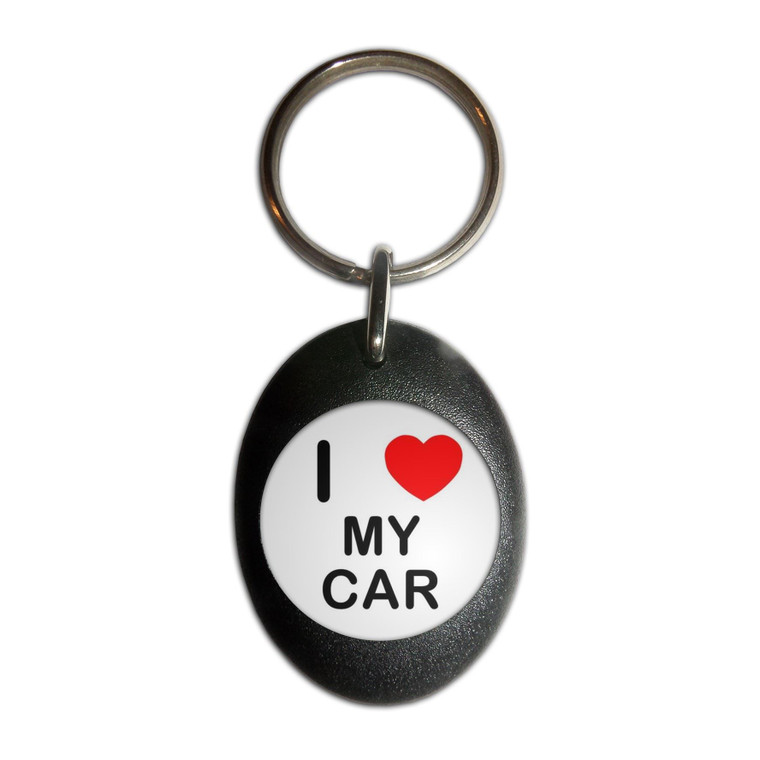 I Love My Car - Plastic Oval Key Ring