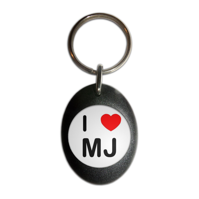 I Love MJ - Plastic Oval Key Ring
