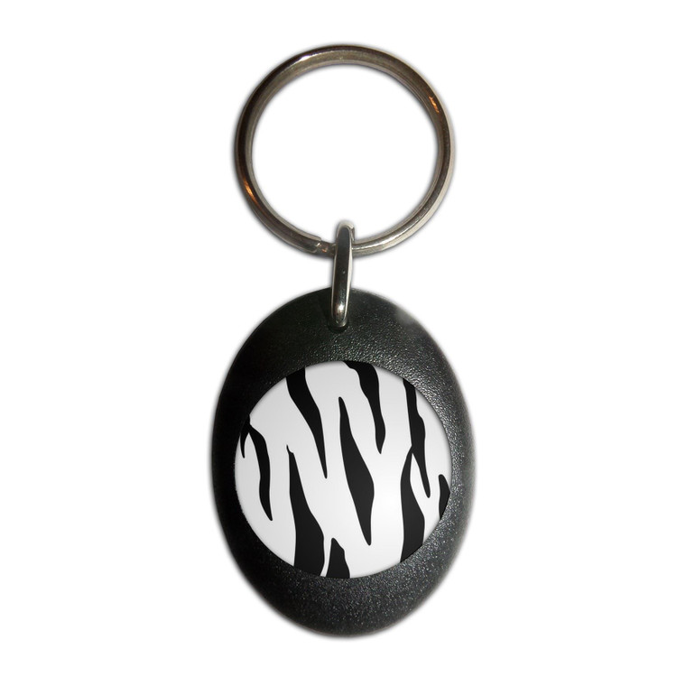 Zebra Print - Plastic Oval Key Ring