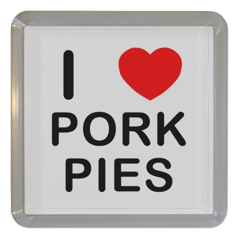 I Love Pork Pies - Plastic Tea Coaster / Beer Mat