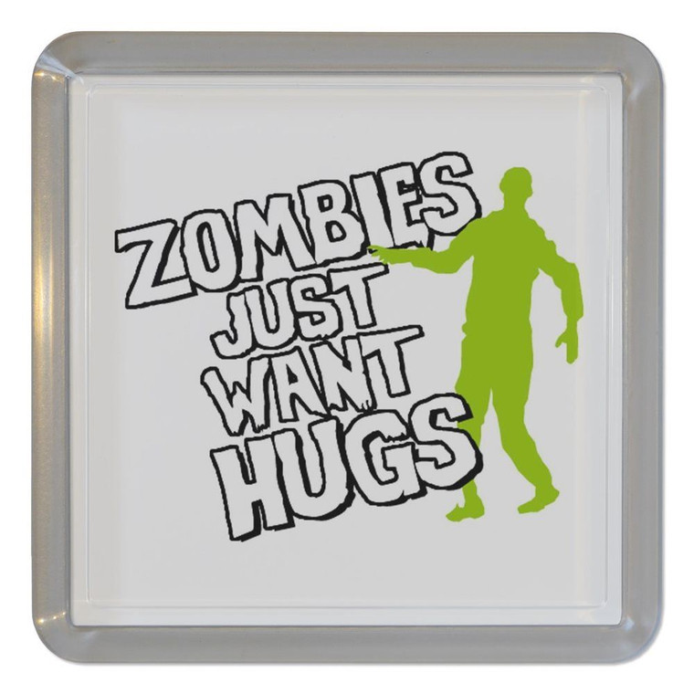 Zombies Just Want Hugs - Plastic Tea Coaster / Beer Mat