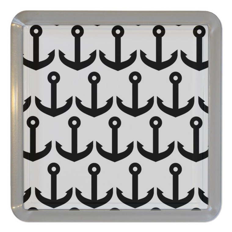 Anchor Black Pattern - Plastic Tea Coaster / Beer Mat