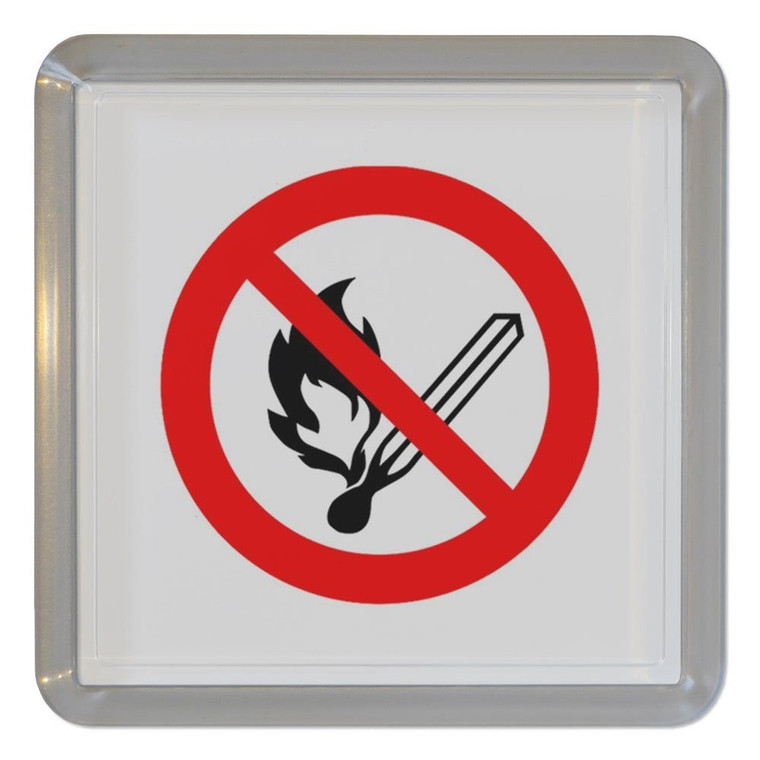 No Naked Flames - Plastic Tea Coaster / Beer Mat