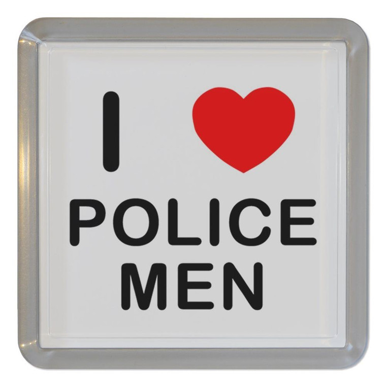 I Love Police Men - Plastic Tea Coaster / Beer Mat