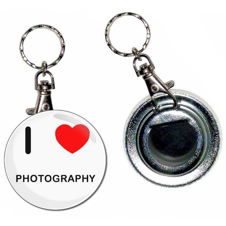 I Love Photography - 55mm Button Badge Bottle Opener