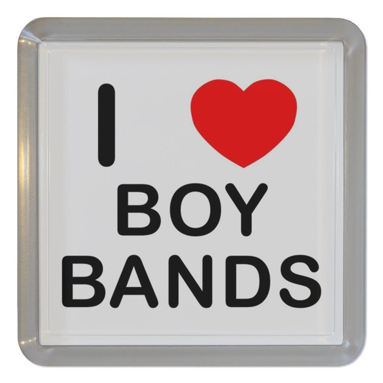 I Love Boy Bands - Plastic Tea Coaster / Beer Mat