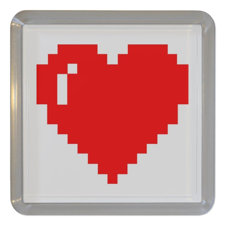 Pixel Heart - Plastic Tea Coaster / Beer Mat