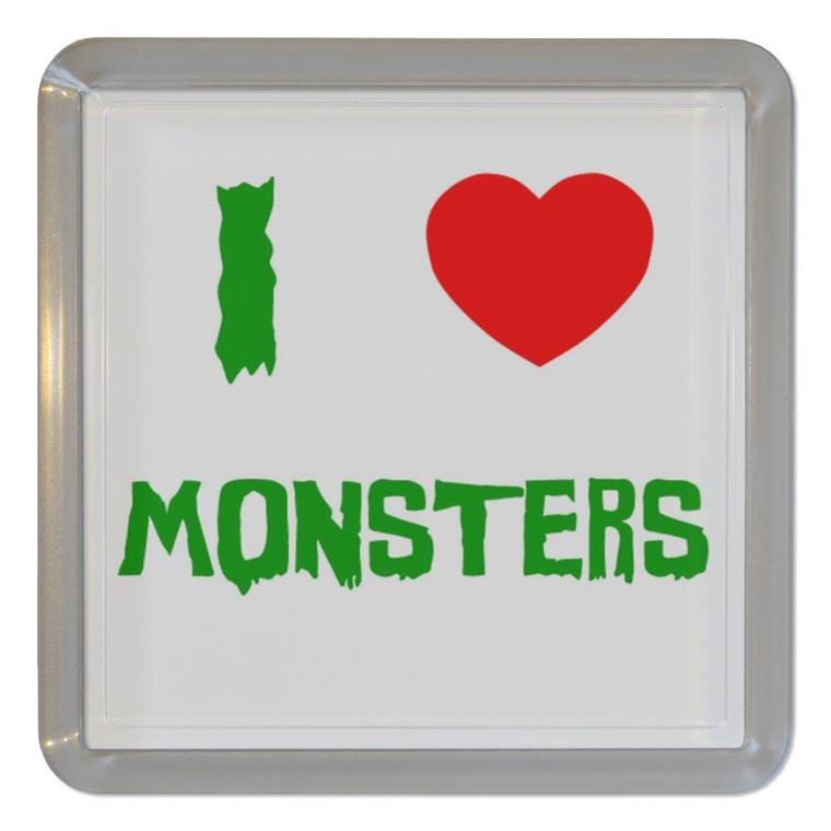 I Love Monsters - Plastic Tea Coaster / Beer Mat