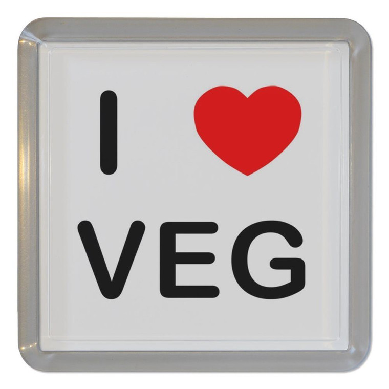 I Love Veg - Plastic Tea Coaster / Beer Mat