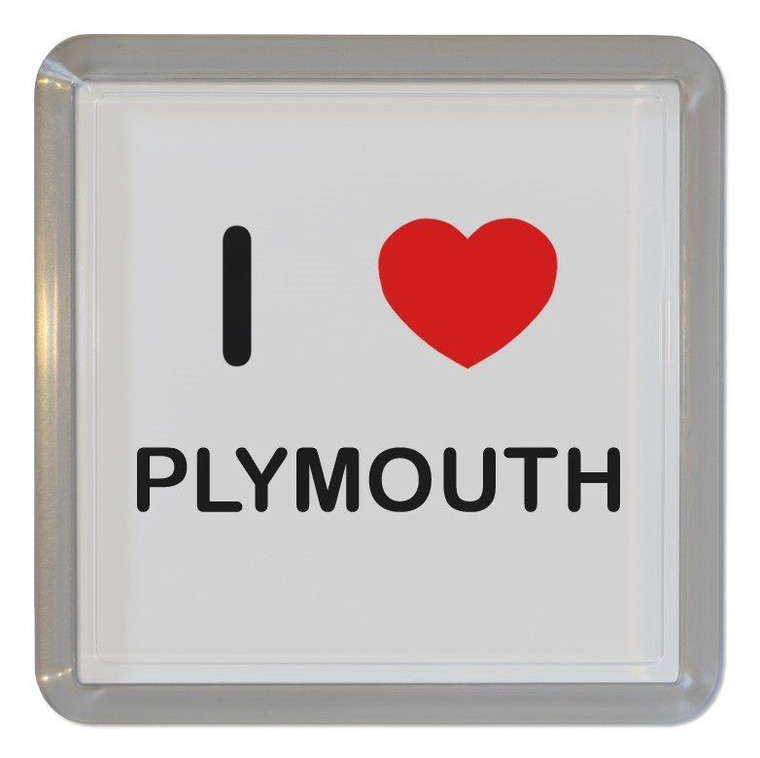 I Love Plymouth - Plastic Tea Coaster / Beer Mat