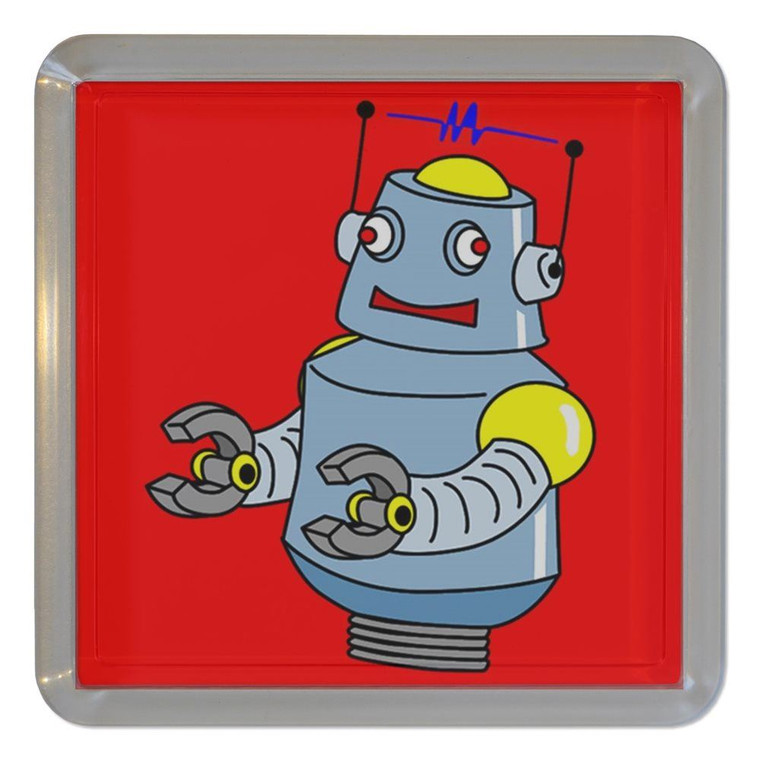 Red Boy Robot - Plastic Tea Coaster / Beer Mat